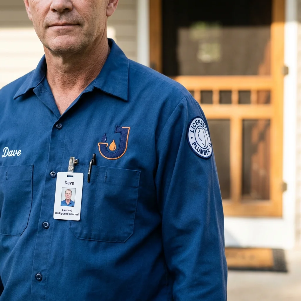 Licensed plumber showing ID badge in Narragansett, RI