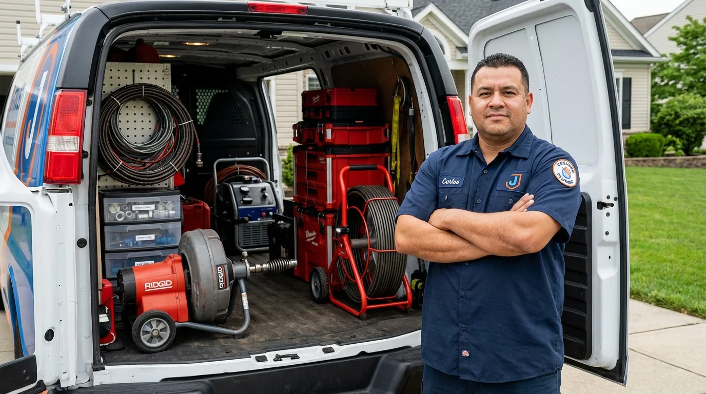 Professional drain cleaning equipment and Johns Plumbing LLC plumber in Narragansett