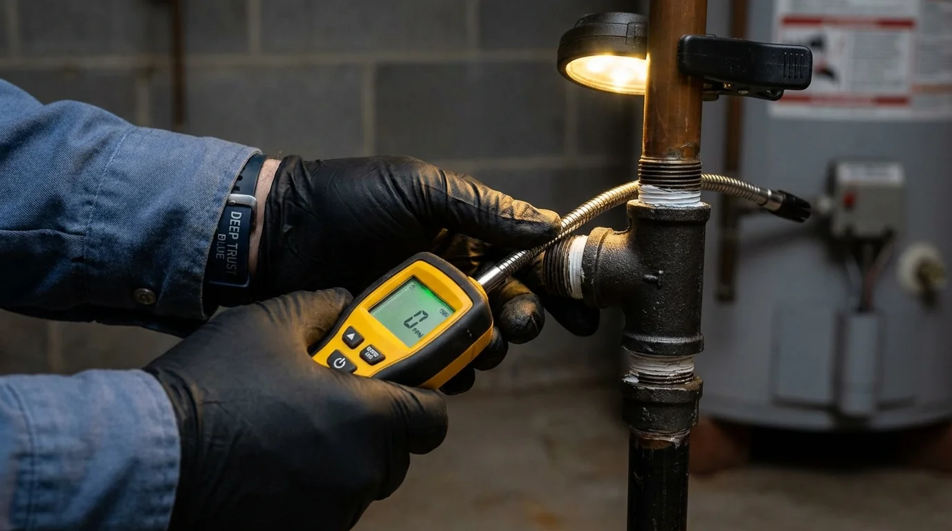 Gas leak detection with electronic sniffer by Johns Plumbing LLC in Narragansett