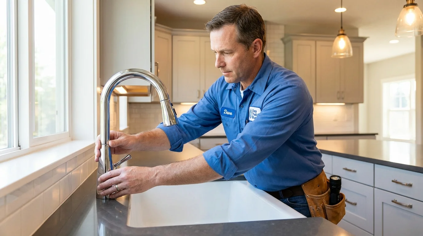 Kitchen faucet installation by Johns Plumbing LLC in Narragansett