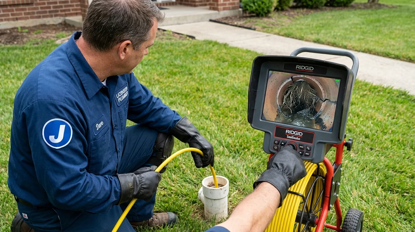 Sewer camera inspection being performed by Johns Plumbing LLC in Narragansett